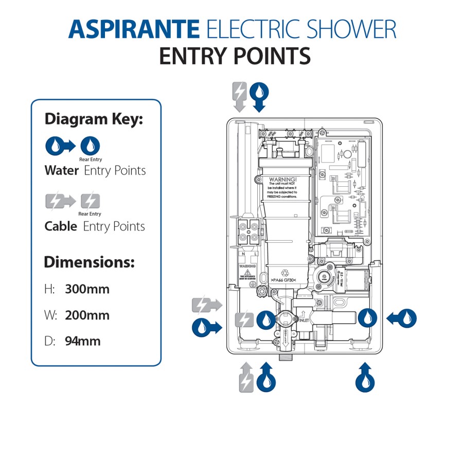 Triton Aspirante 9.5kW Brushed Steel Electric Shower