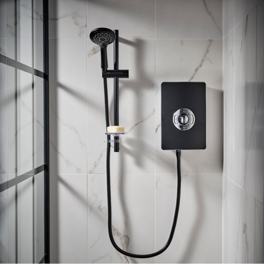 GRADE A1 - Triton Aspirante 9.5kw Black Electric Shower 