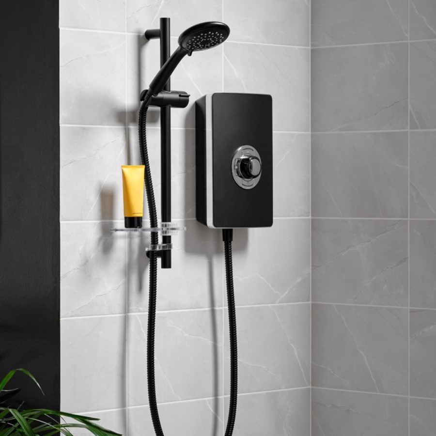 GRADE A1 - Triton Aspirante 9.5kw Black Electric Shower 