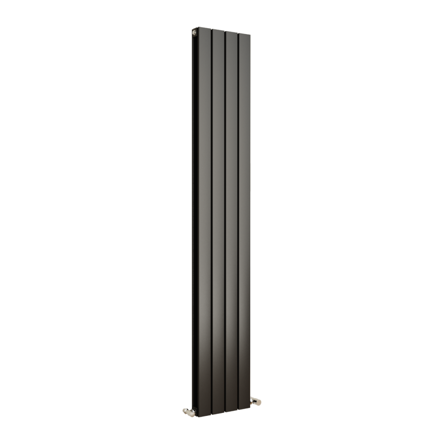 Eco Eleganza Midnight Black Vertical Flat Designer Aluminium Radiator 1800x300mm Double Panel 2928 BTU