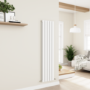 Eco Eleganza White Vertical Flat Designer Aluminium Radiator 1600x375mm Double Panel 3374 BTU