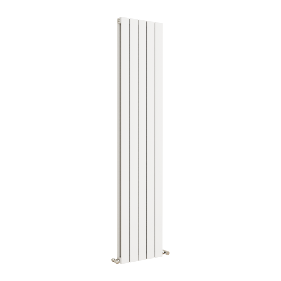 Eco Eleganza White Vertical Flat Designer Aluminium Radiator 1800x375mm Double Panel 3660 BTU