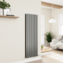 Eco Eleganza Anthracite Vertical Flat Designer Aluminium Radiator 1600x525mm Double Panel 4724 BTU