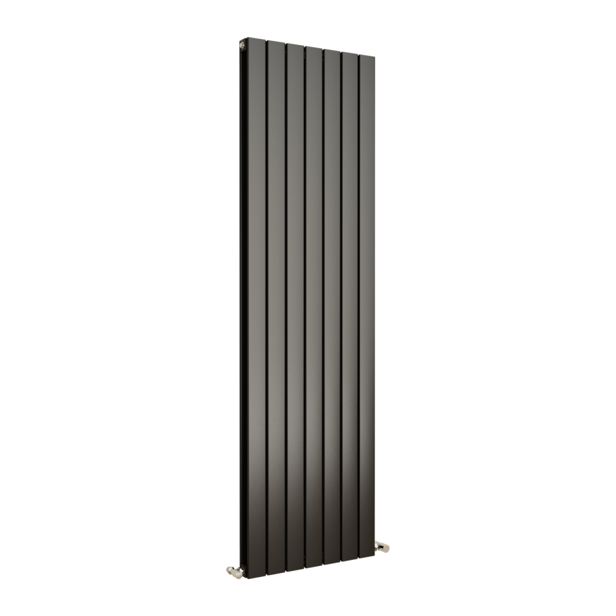 Eco Eleganza Midnight Black Vertical Flat Designer Aluminium Radiator 1800x525mm Double Panel 5124 BTU