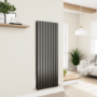 Eco Eleganza Midnight Black Vertical Flat Designer Aluminium Radiator 1600x600mm Double Panel 5398 BTU