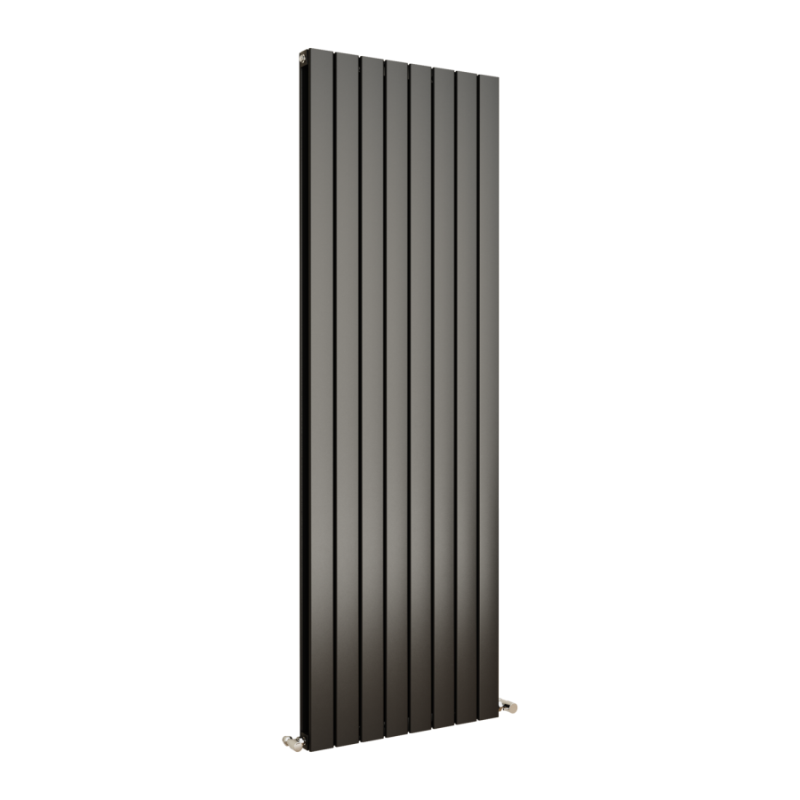 Eco Eleganza Midnight Black Vertical Flat Designer Aluminium Radiator 1800x600mm Double Panel 5856 BTU