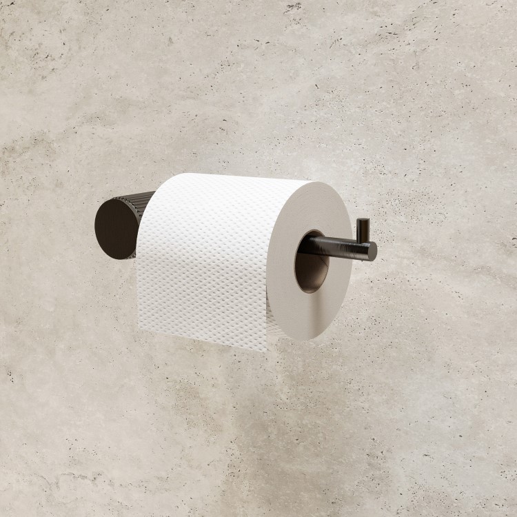 Gunmetal Knurled Toilet Roll Holder - Arissa