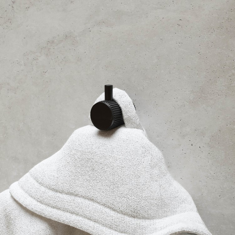 Black Knurled Towel Hook- Arissa