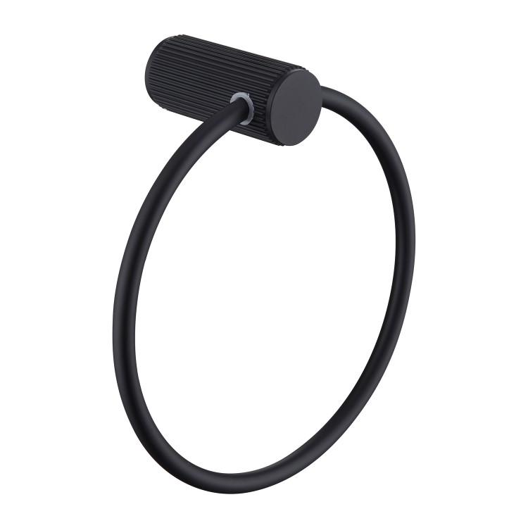 Black Knurled Towel Ring - Arissa