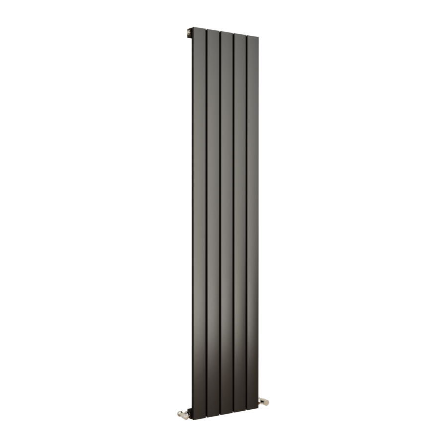 Eco Eleganza Midnight Black Vertical Flat Designer Aluminium Radiator 1800x375mm Single Panel 2823 BTU