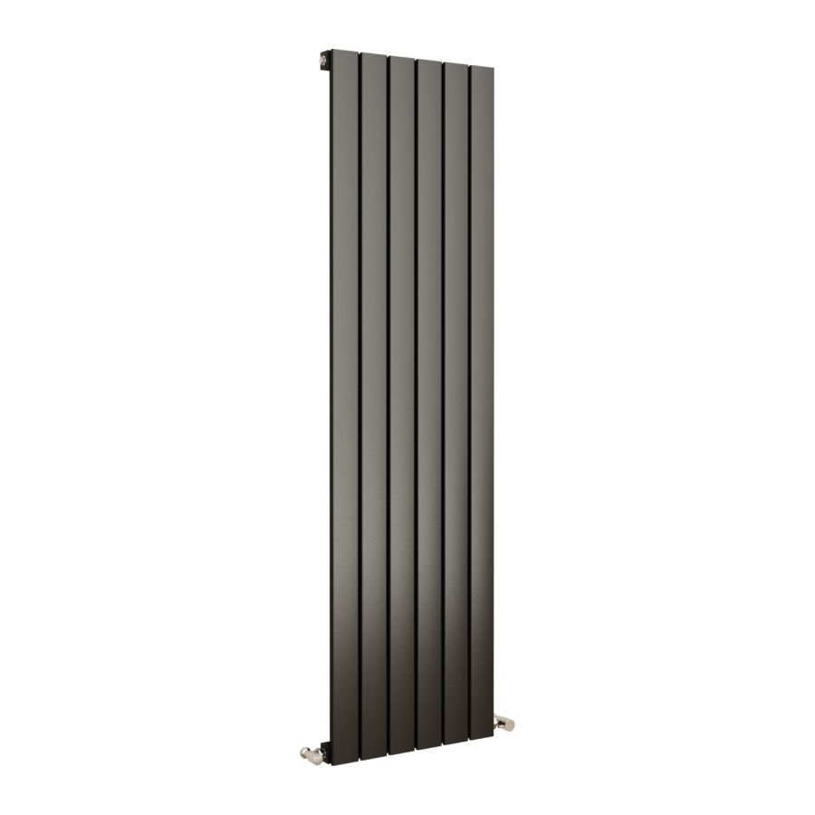 Eco Eleganza Midnight Black Vertical Flat Designer Aluminium Radiator 1600x450mm Single Panel 3055 BTU