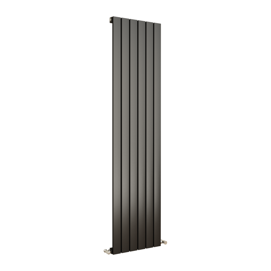 Eco Eleganza Midnight Black Vertical Flat Designer Aluminium Radiator 1800x450mm Single Panel 3388 BTU