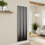 Eco Vivante Midnight Black Vertical Wave Designer Aluminium Radiator 1800x565mm Single Panel 4508 BTU