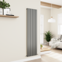 Eco Eleganza Anthracite Vertical Flat Designer Aluminium Radiator 1800x450mm Single Panel 3388 BTU