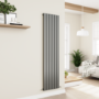 Eco Eleganza Anthracite Vertical Flat Designer Aluminium Radiator 1800x450mm Single Panel 3388 BTU