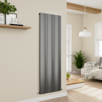 Eco Vivante Anthracite Vertical Wave Designer Aluminium Radiator 1800x565mm Single Panel 4508 BTU