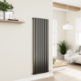 Eco Eleganza Midnight Black Vertical Flat Designer Aluminium Radiator 1600x525mm Single Panel 3564 BTU