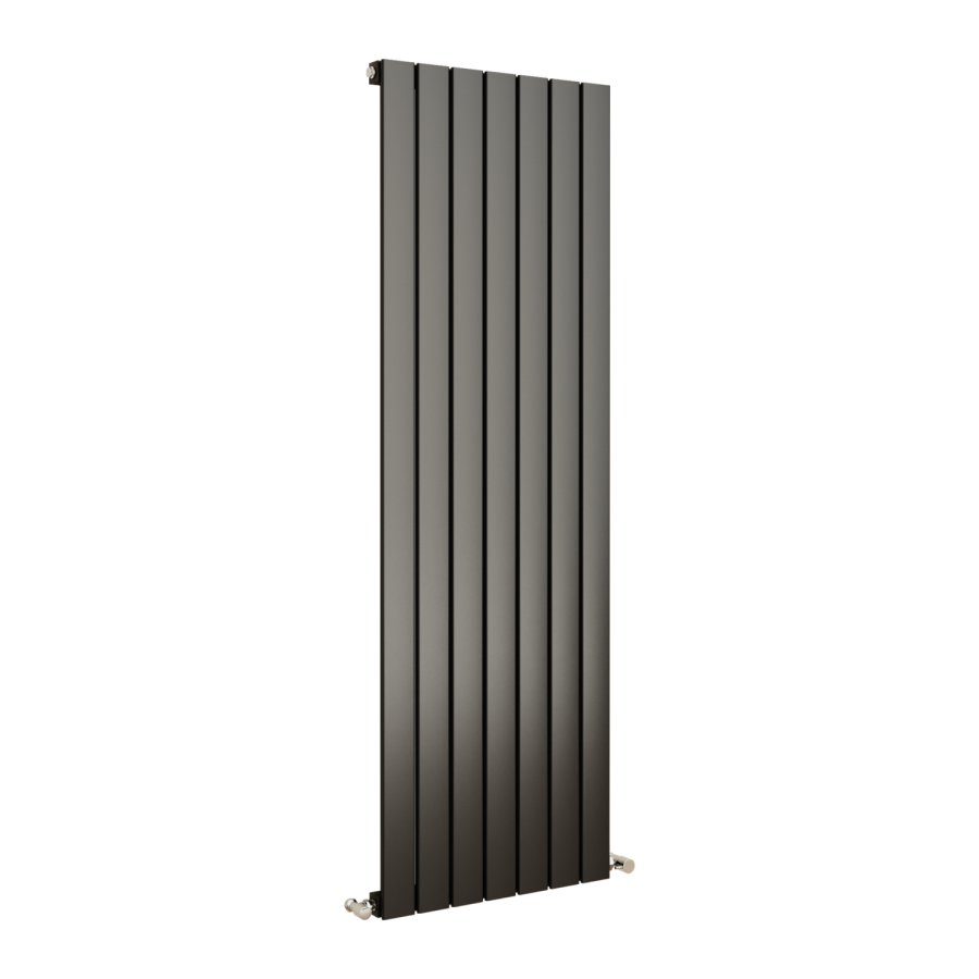 Eco Eleganza Midnight Black Vertical Flat Designer Aluminium Radiator 1600x525mm Single Panel 3564 BTU