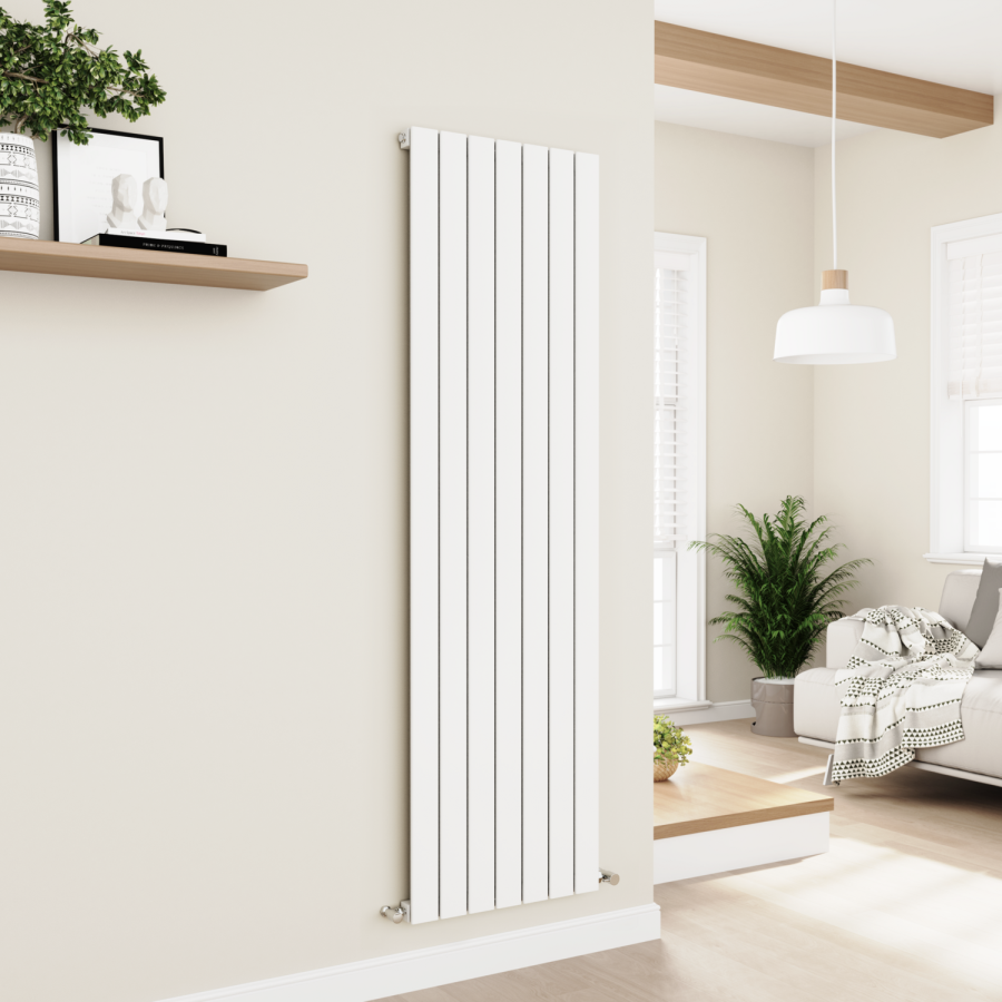 Eco Eleganza White Vertical Flat Designer Aluminium Radiator 1800x525mm Single Panel 3952 BTU