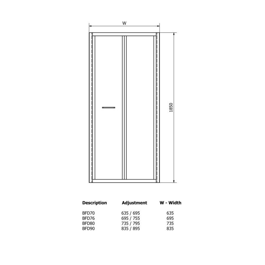 Claritas 6 Glass Bi-Fold Folding Shower Door - 700mm