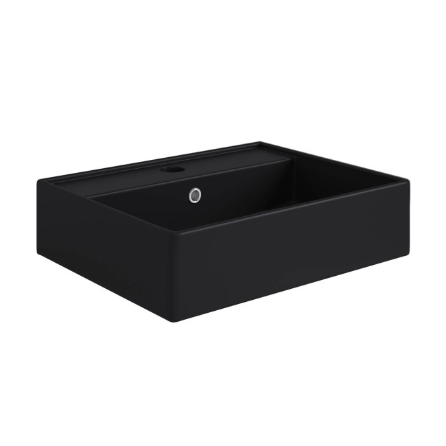 GRADE A1 - Matt Black Square Countertop Basin 497mm - Bowen