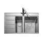 Rangemaster Boston 1.5 Bowl Inset Chrome Stainless Steel Kitchen Sink with Left Hand Drainer