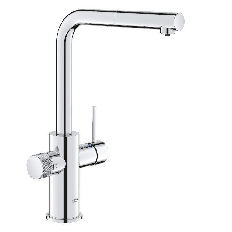 Grohe Blue Chrome Minta Single Lever Filter Kitchen Mixer Tap Set