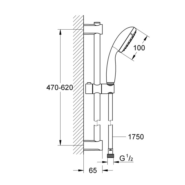 Grohe Slide Rail Kit With Single Lever Tap - Matt Black