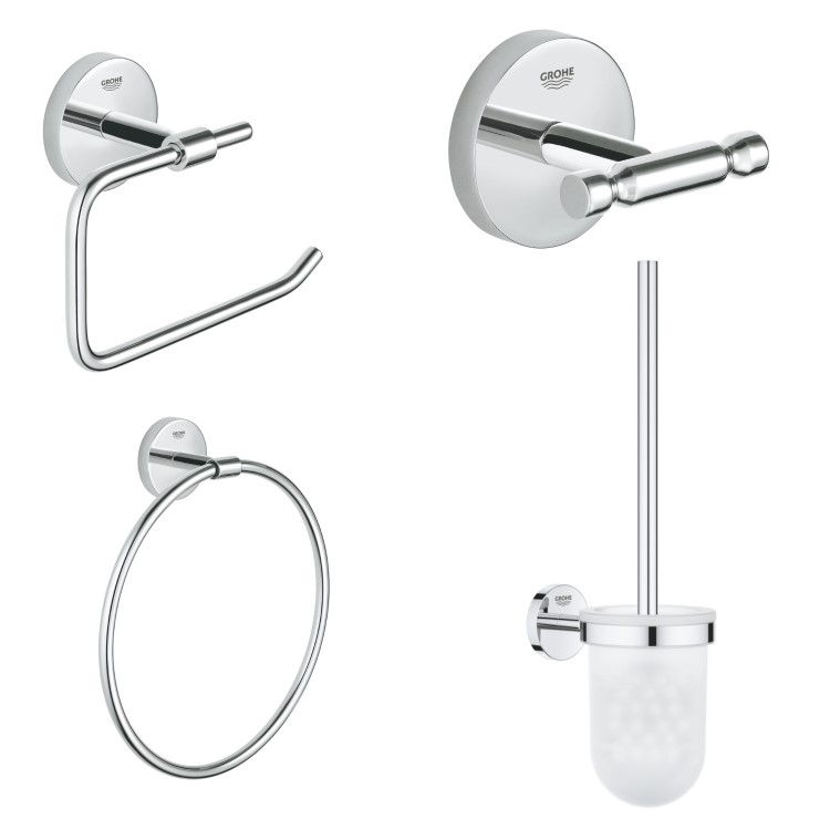 Grohe BauCosmopolitan 4 Piece Chrome Bathroom Accessory Set