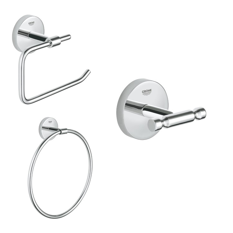 Grohe BauCosmopolitan 3 Piece Chrome Bathroom Accessory Set