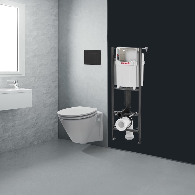 Wirquin Initio Compact WC Frame with Black Flush Plate