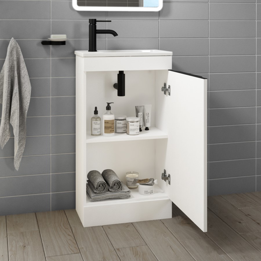 Grade A2 - 460mm White Cloakroom Freestanding Vanity Unit with Basin - Sion