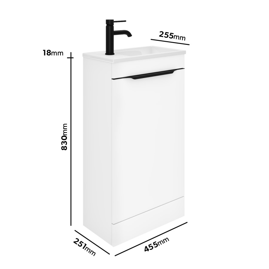 Grade A2 - 460mm White Cloakroom Freestanding Vanity Unit with Basin - Sion