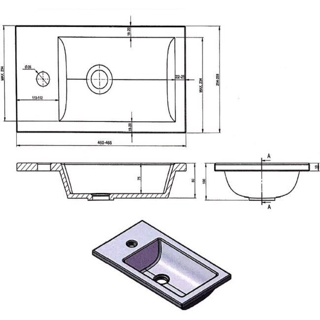 460mm White Cloakroom Freestanding Vanity Unit with Basin - Sion