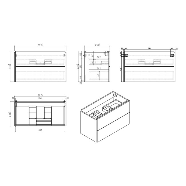 Grade A2 - 1000mm White Freestanding Vanity Unit with Basin - Nero 