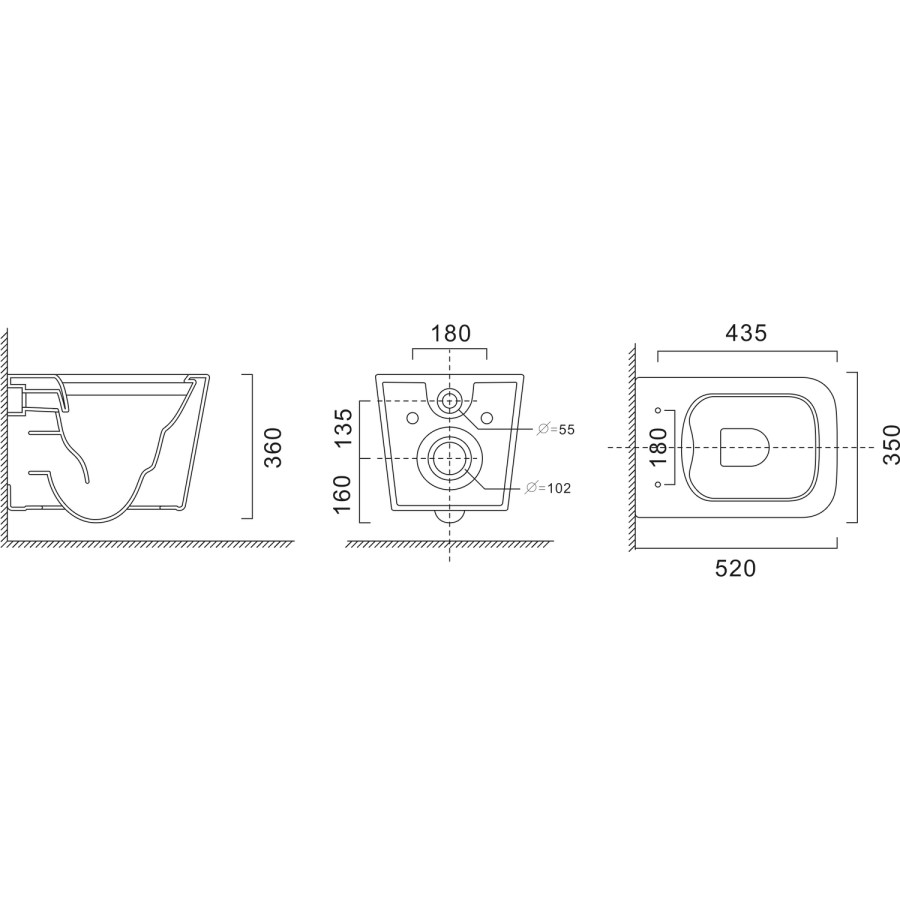 Albi Wall Hung Toilet 1160mm Mechanical WC Frame & Cistern & Black Mechanical Flush Plate