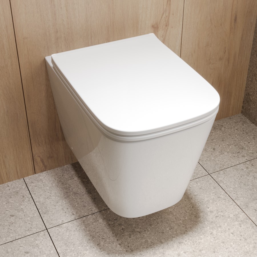 Albi Wall Hung Toilet 1160mm Mechanical WC Frame & Cistern & Black Mechanical Flush Plate