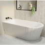 Freestanding Single Ended Left Hand Fluted Corner Bath 1650 x 800mm With Matt Black Bath Screen - Amaro