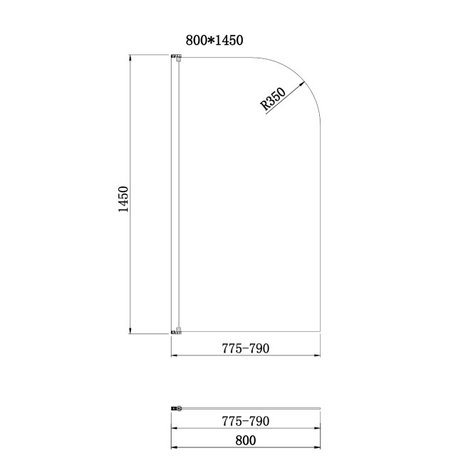 Freestanding Shower Bath Single Ended Left Hand Corner with Chrome Bath Screen 1650 x 800mm - Amaro