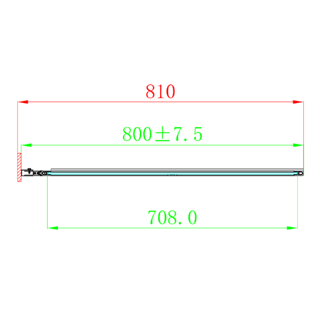 Black Grid Left Hand Shower Bath Screen 1500 x 800mm - Nova