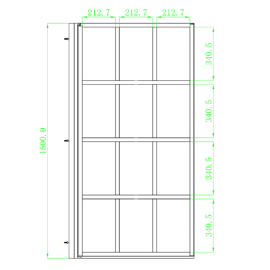 GRADE A1 - Nova Grid 800mm 8mm Bath Screen - Black- Left