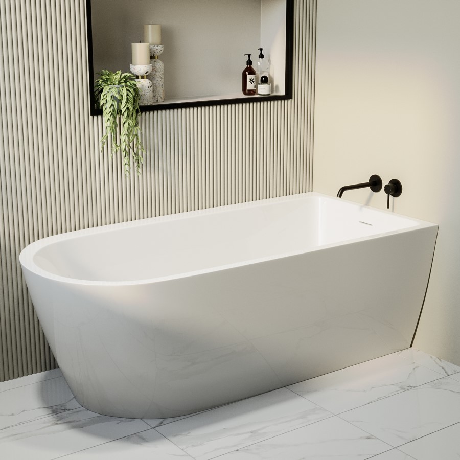 GRADE A1 - Freestanding Single Ended Right Hand Corner Bath 1650 x 800mm - Amaro