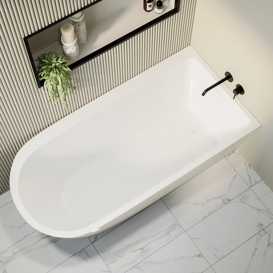 GRADE A2 - Freestanding Single Ended Right Hand Corner Bath 1650 x 800mm - Amaro