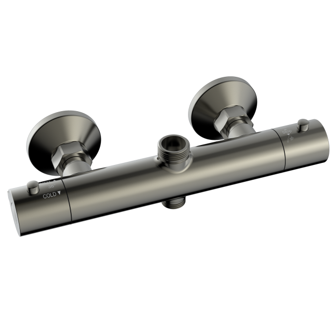 Gunmetal Grey Thermostatic Bar Mixer Shower Set with Slide Rail Kit & Hand Shower - Arissa