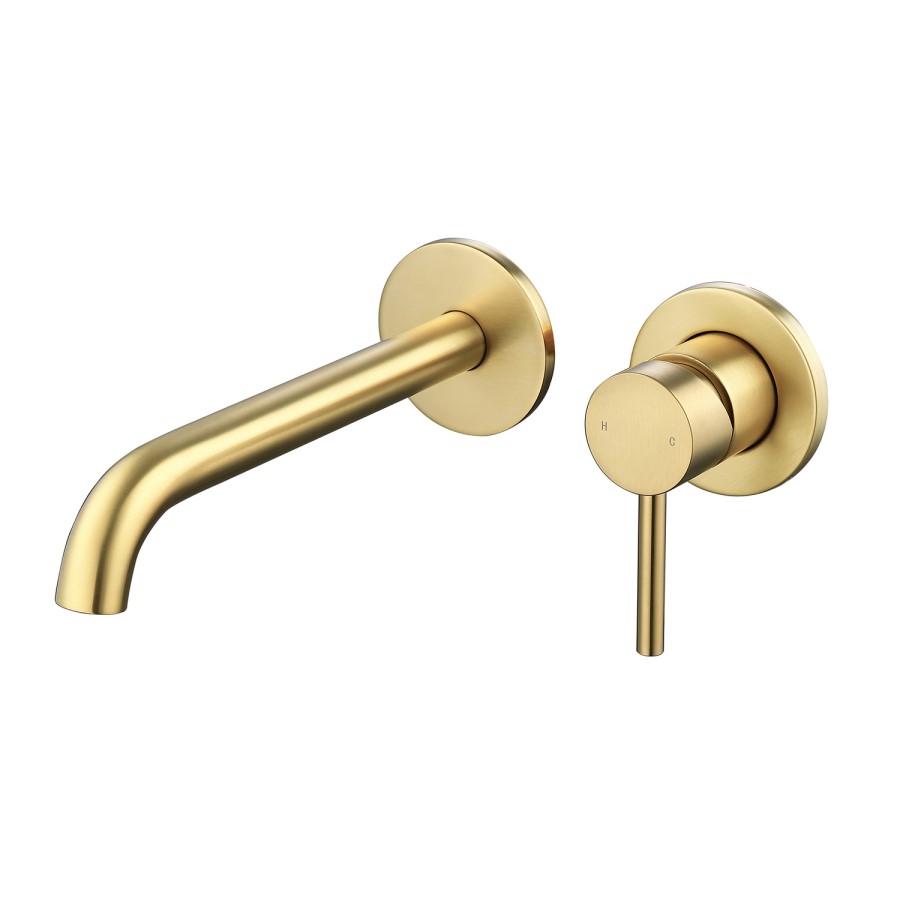 GRADE A1 - Brushed Brass Wall Mounted Bath Mixer Tap - Arissa