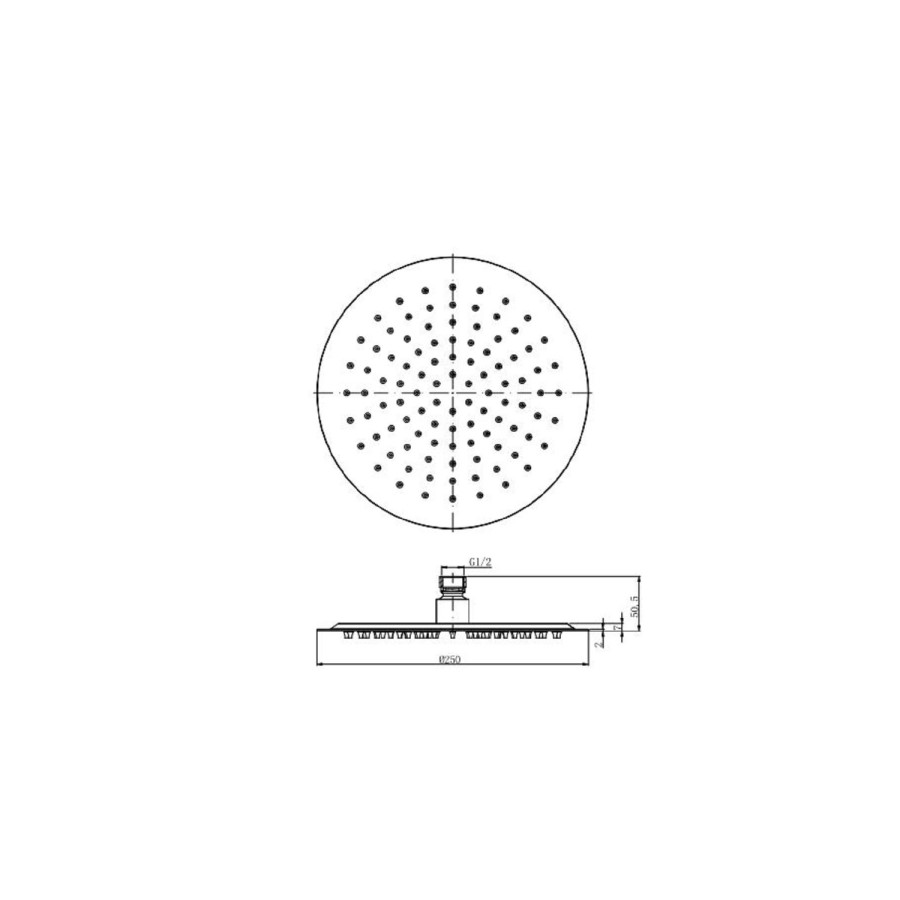 GRADE A1 - Brushed Brass 250mm Round Rainfall Shower Head - Arissa