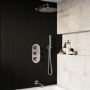 Chrome Dual Outlet Wall Mounted Thermostatic Mixer Shower Set With Hand Shower and Pencil Bath Filler Spout - Arissa