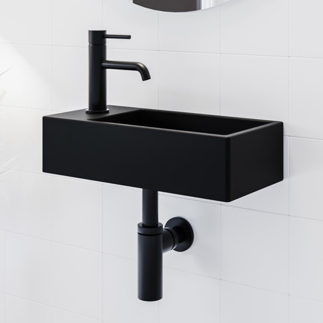 GRADE A1 - Black Mono Basin Mixer Tap - Arissa