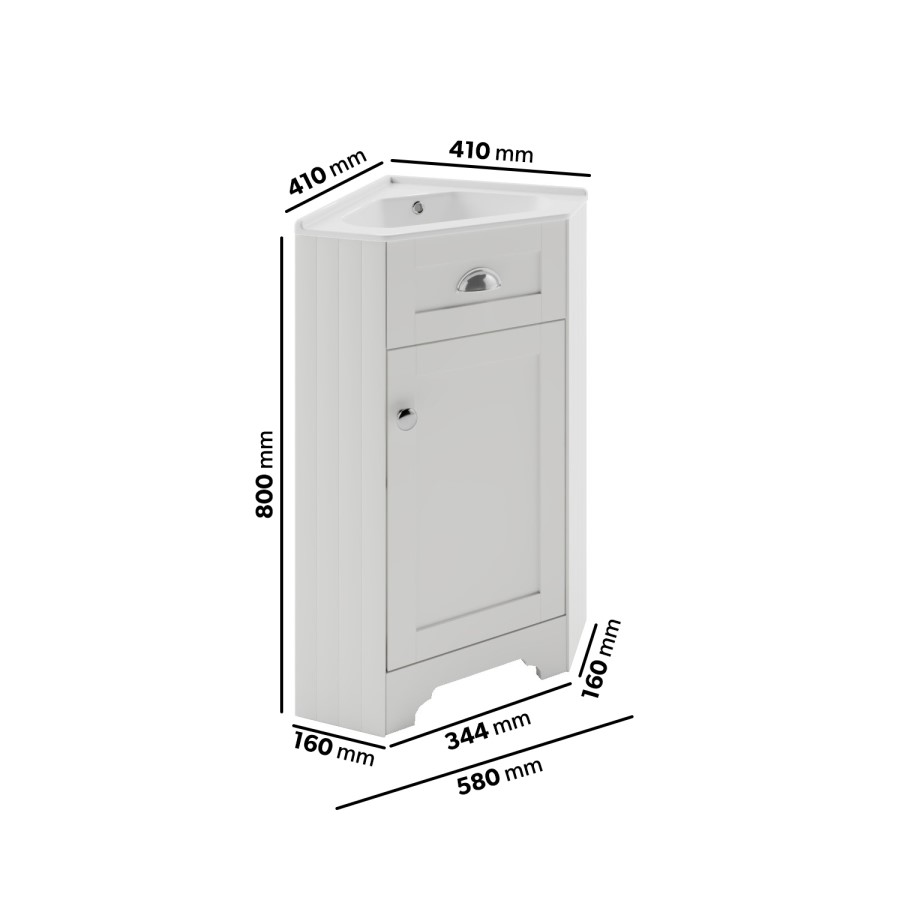 Grade A2 - 580mm White Corner Vanity Unit - Baxenden