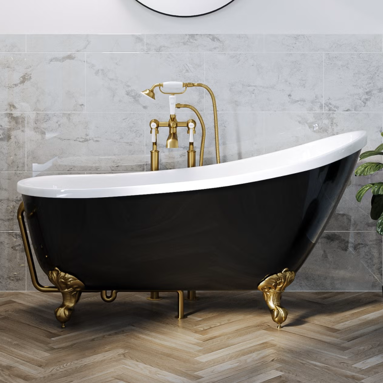 Brushed Brass Traditional Exposed Bath Waste & Overflow - Park Royal